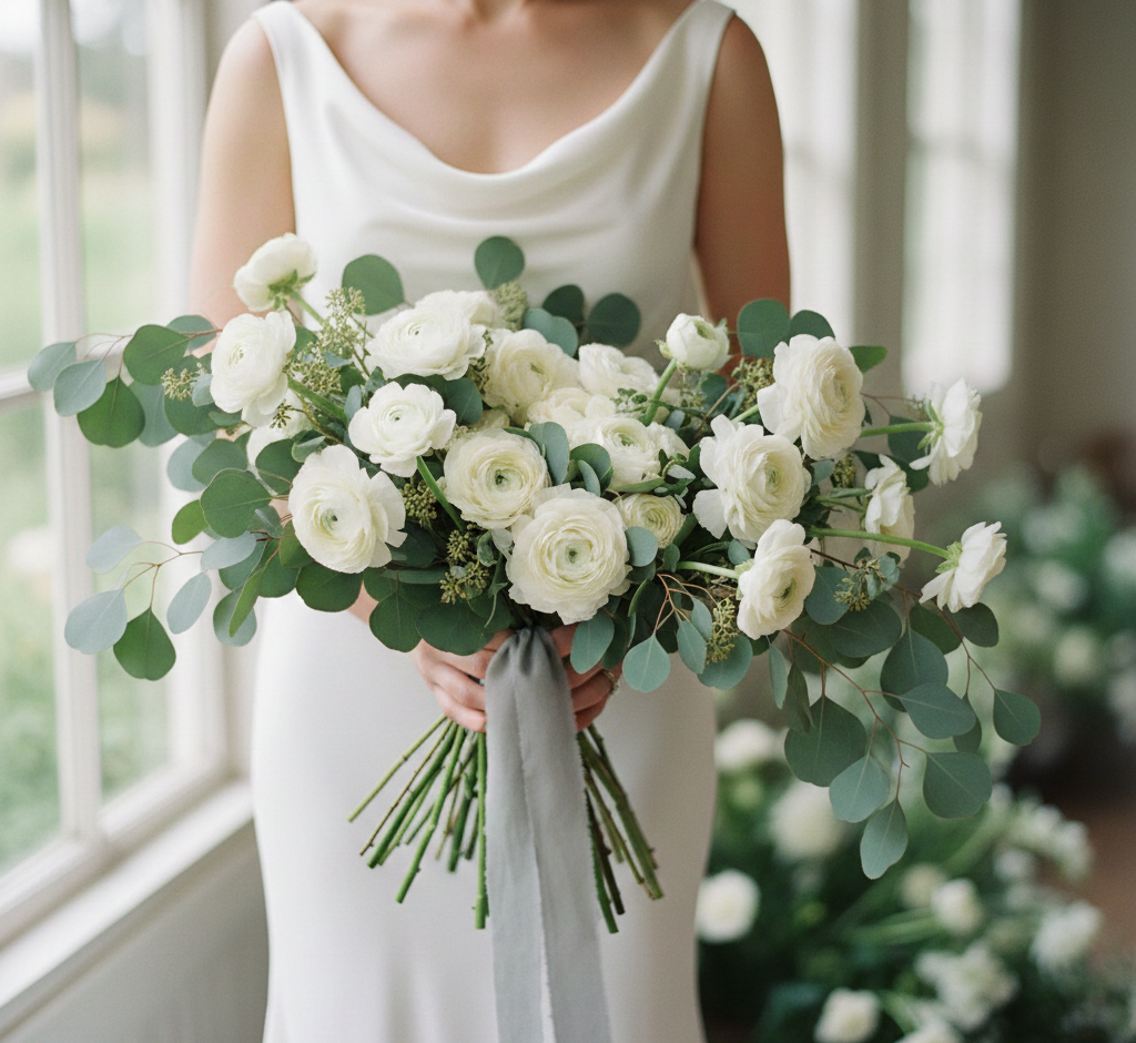 Асимметричный букет с акцентом на зелени