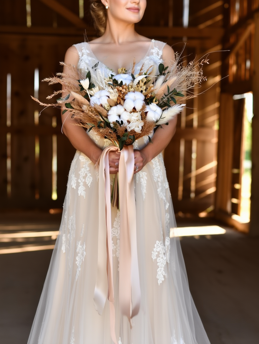 Букет неветсы в стиле Бохо с сухоцветами