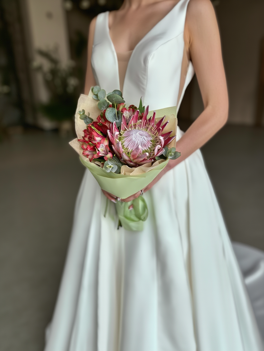 Свадебный букет с Протеей и Суккулентами