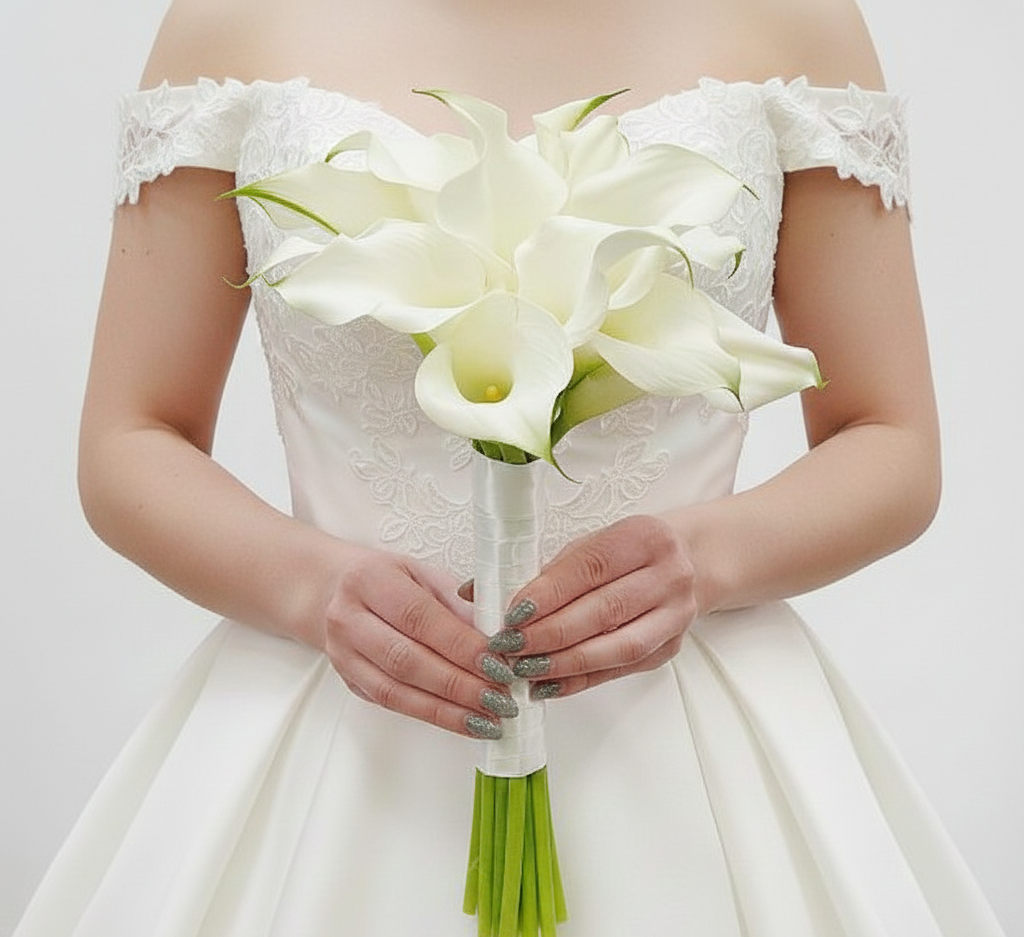 минималистичный монобукет невесты с каллами